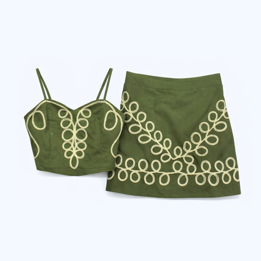 CONJUNTO CROP TOP Y FALDA LV12281
