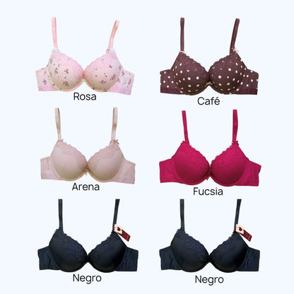 BRASSIER COn ESTAMPADOS Y ENCAJE   LV219