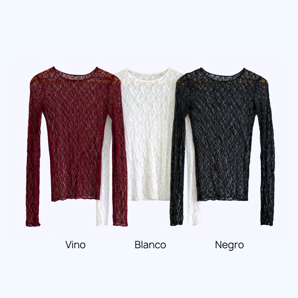 BLUSA DE ENCAJE MANGA CORTA LV2737