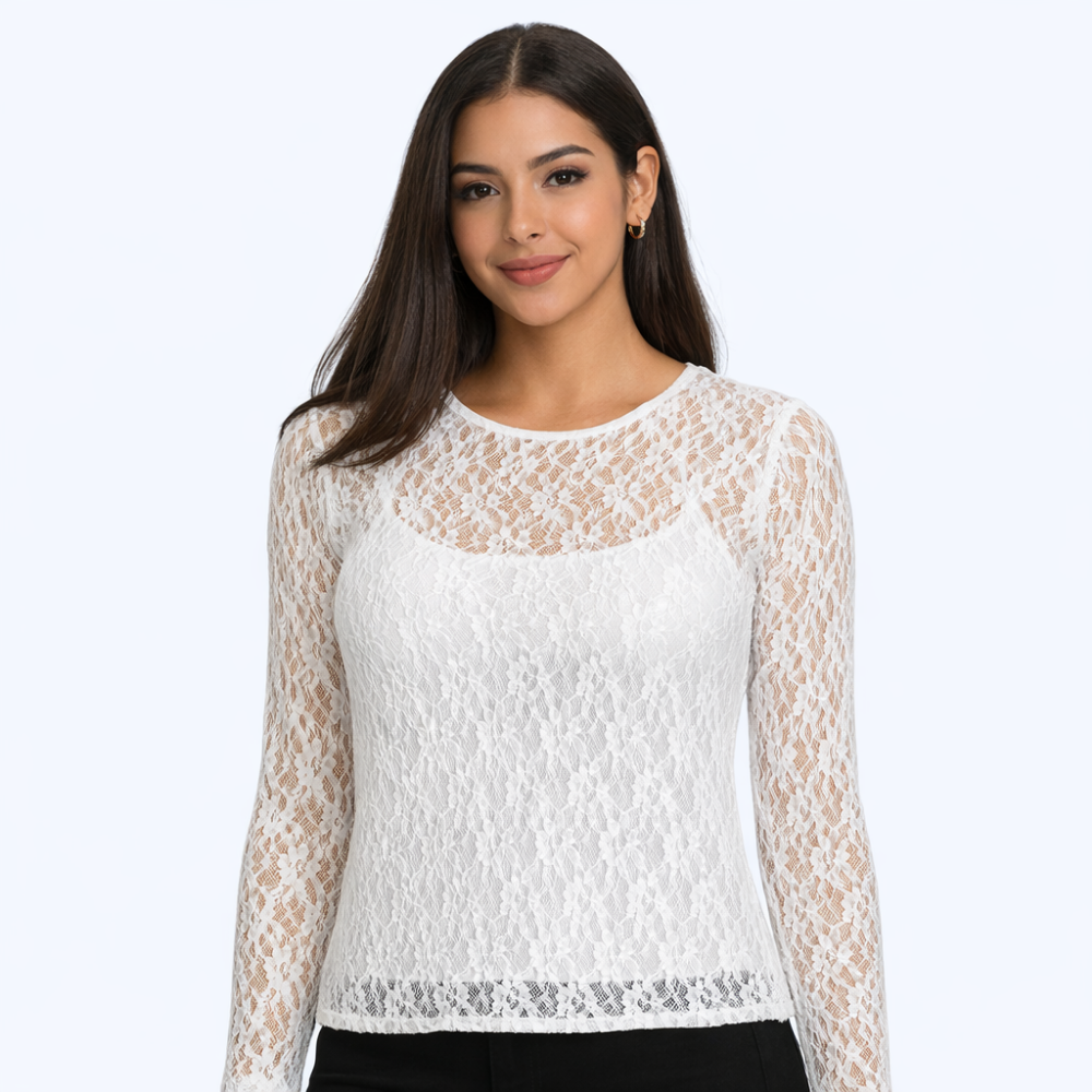 BLUSA DE ENCAJE MANGA CORTA LV2737