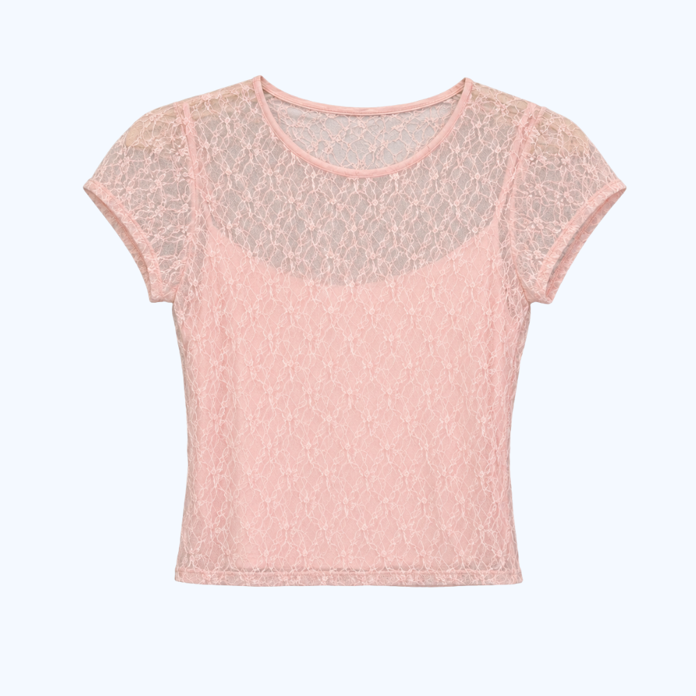 BLUSA DE ENCAJE MANGA CORTA LV2740