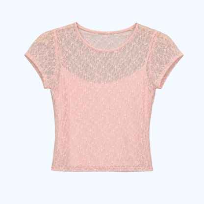 BLUSA DE ENCAJE MANGA CORTA LV2740