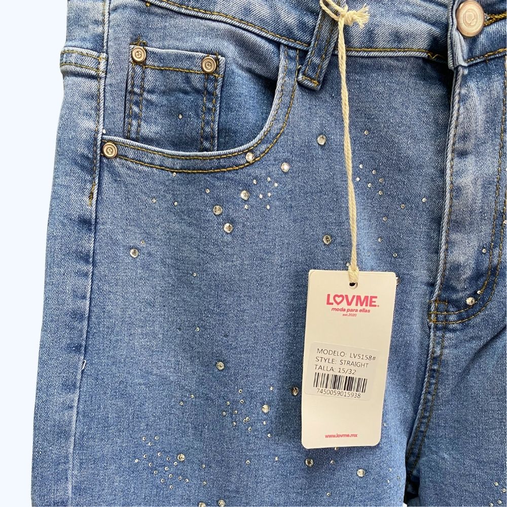 JEANS CLARO CON PEDRERÍA LV5158