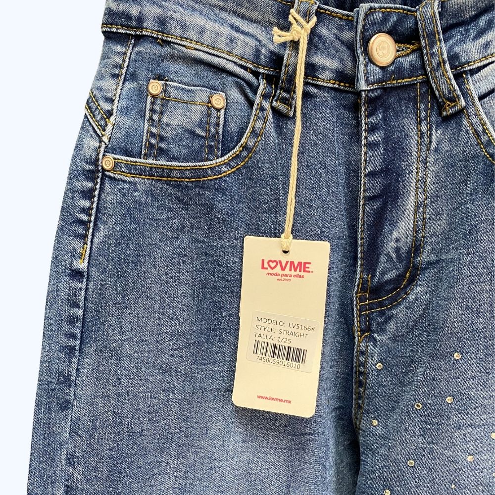 JEANS WIDE LEG CON PEDRERÍA LV5166