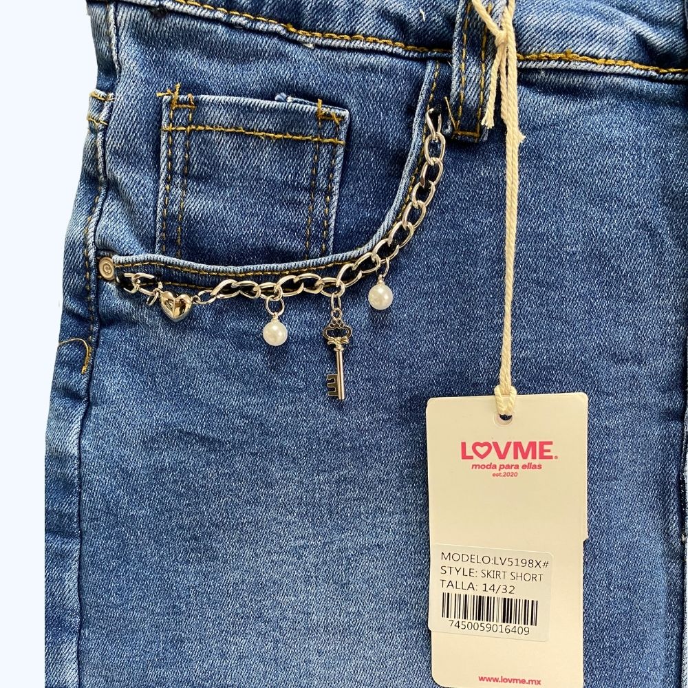 SHORT FALDA DETALLE CADENA LV5198X