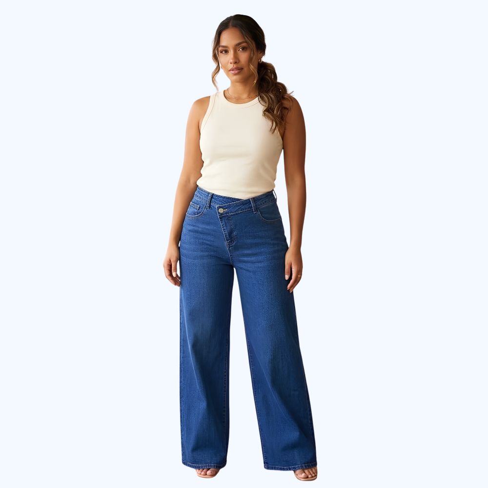 JEANS WIDE LEG PRETINA CRUZADA LV5263
