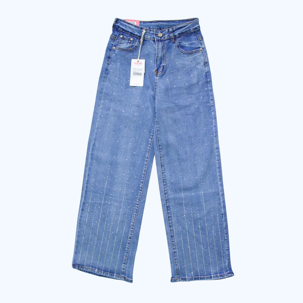 JEANS RECTO DETALLES DE PEDRERÍA LINEAL LV5301