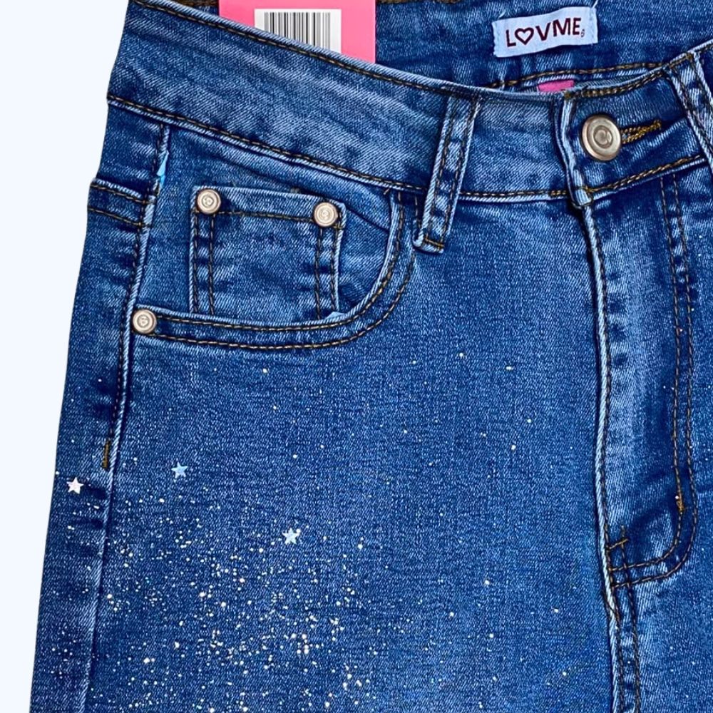 JEANS RECTO GLITTER DE ESTRELLAS Y ESTAMPADO LV5306
