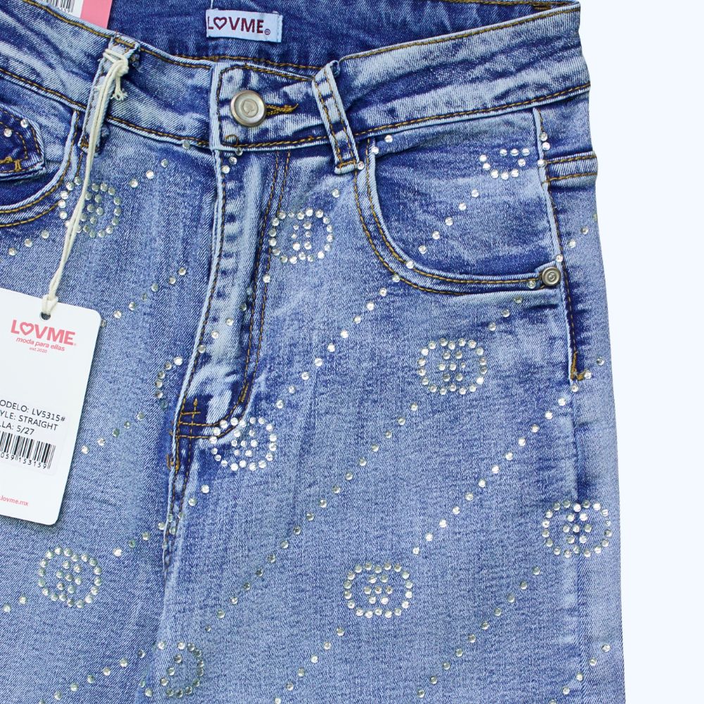 JEANS DETALLES DE PEDRERÍA GEOMÉTRICOS LV5315