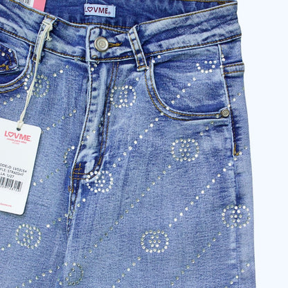 JEANS DETALLES DE PEDRERÍA GEOMÉTRICOS LV5315