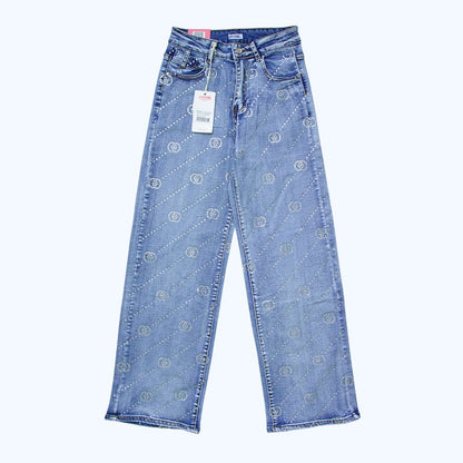 JEANS DETALLES DE PEDRERÍA GEOMÉTRICOS LV5315