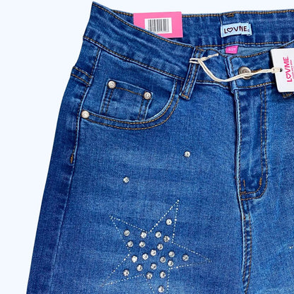 JEANS DETALLES DE PEDRERÍA FORMA DE ESTRELLAS LV5320