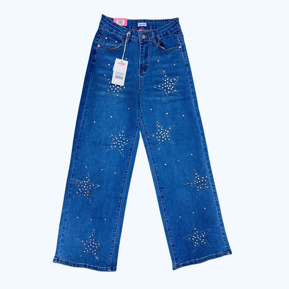 JEANS DETALLES DE PEDRERÍA FORMA DE ESTRELLAS LV5320