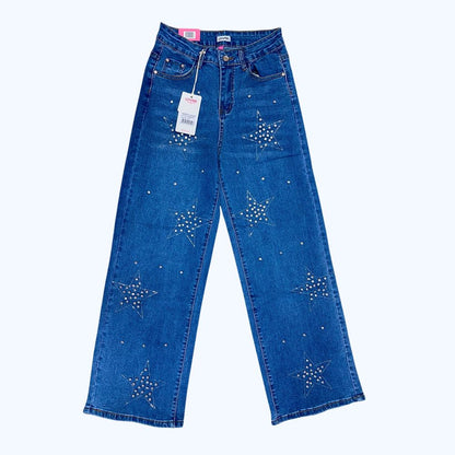 JEANS DETALLES DE PEDRERÍA FORMA DE ESTRELLAS LV5320