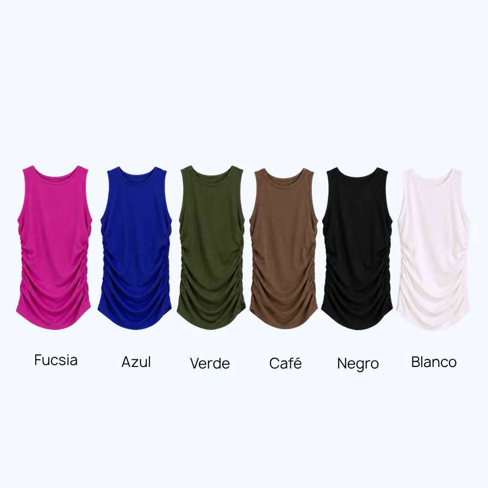 BLUSA SIN MANGAN FRUNCIDO LATERAL  LV9241