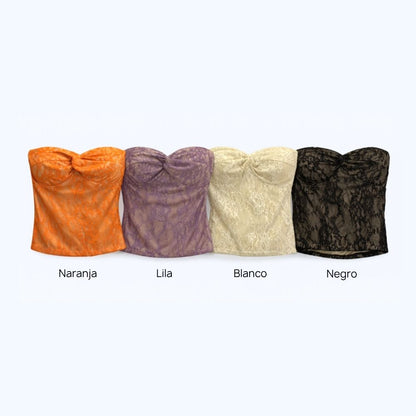 BLUSA STRAPLESS DE ENCAJE LV9254