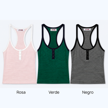 BLUSA DE TIRANTES CON RAYAS Y BOTONES LV9262