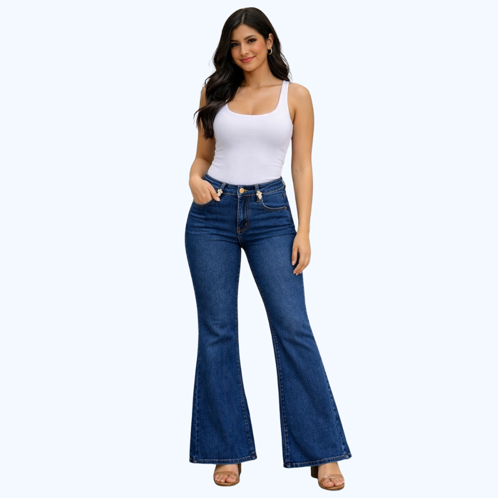 JEANS ACAMPANADO DETALLE PEDRERIA LV5151