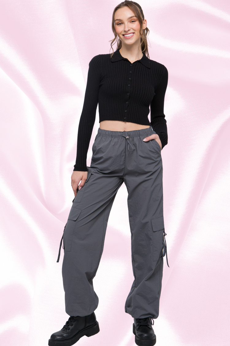 PANTALÓN MUJER CARGO AJUSTABLE NEGRO