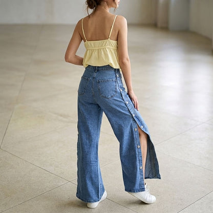 JEANS WIDE LEG BOTONES Y ABERTURA LATERAL LV5156