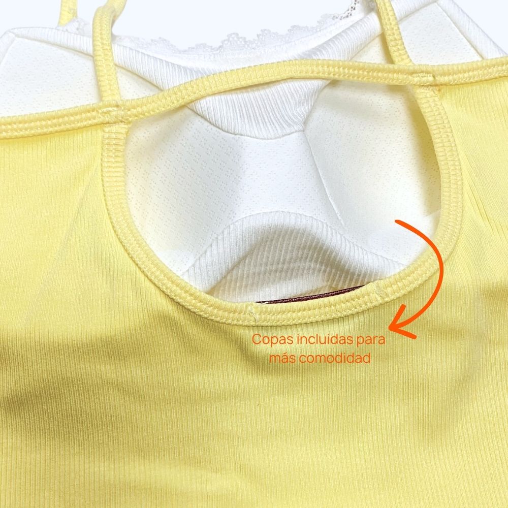 BLUSA CROP TOP DETALLE ENCAJE Y COPAS LV62719