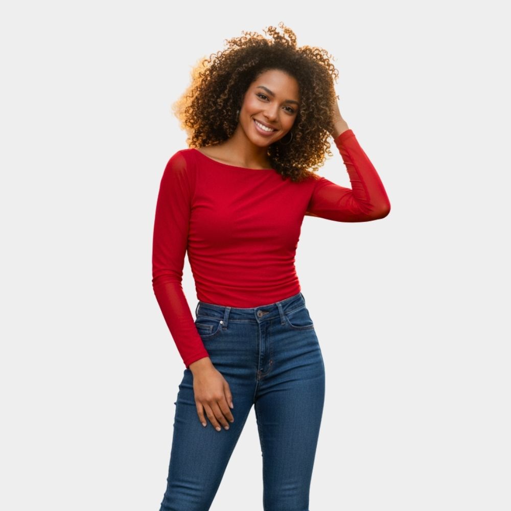 BLUSA DE MESH MANGA LARGA LV2547