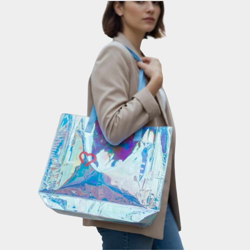 BOLSA TOTE CELESTE HOLOGRÁFICA LOVME OFF