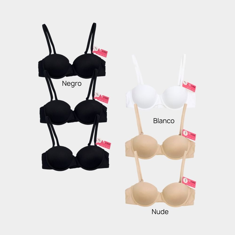 BRASSIER STRAPLESS BÁSICO LV206 COPAS A, B y C