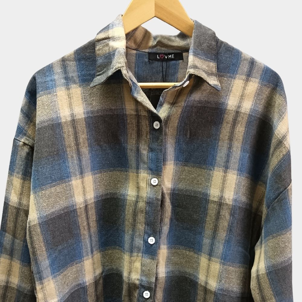 BLUSA-CAMISA OVERSIZE DE CUADROS LV2115