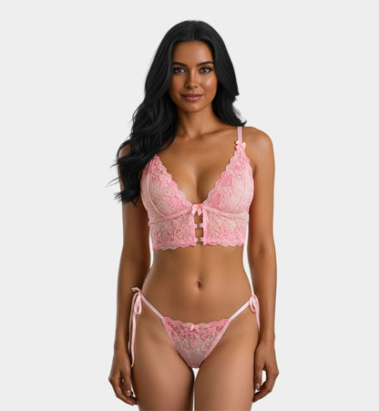 COORDINADO ROSA CON BORDADO DE CORAZONES 1252