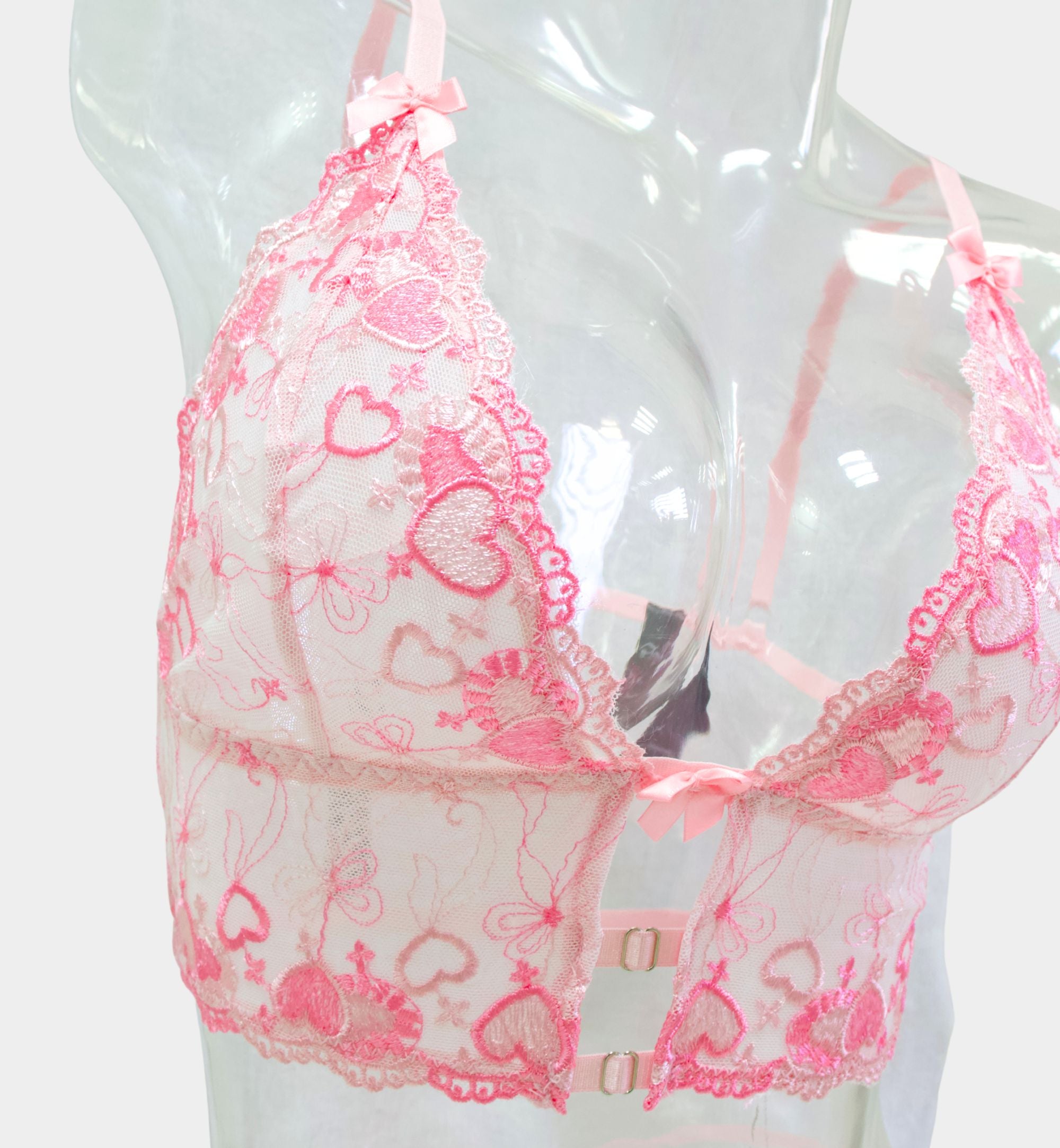 COORDINADO ROSA CON BORDADO DE CORAZONES 1252
