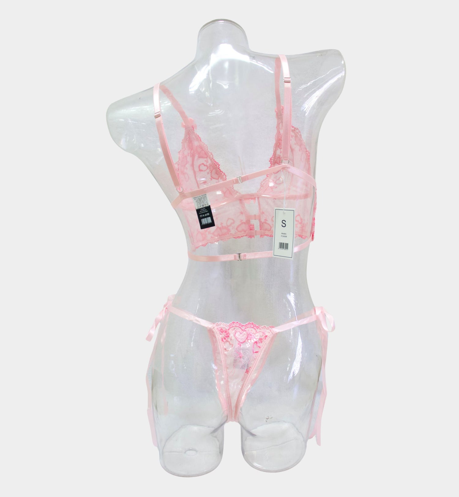 COORDINADO ROSA CON BORDADO DE CORAZONES 1252
