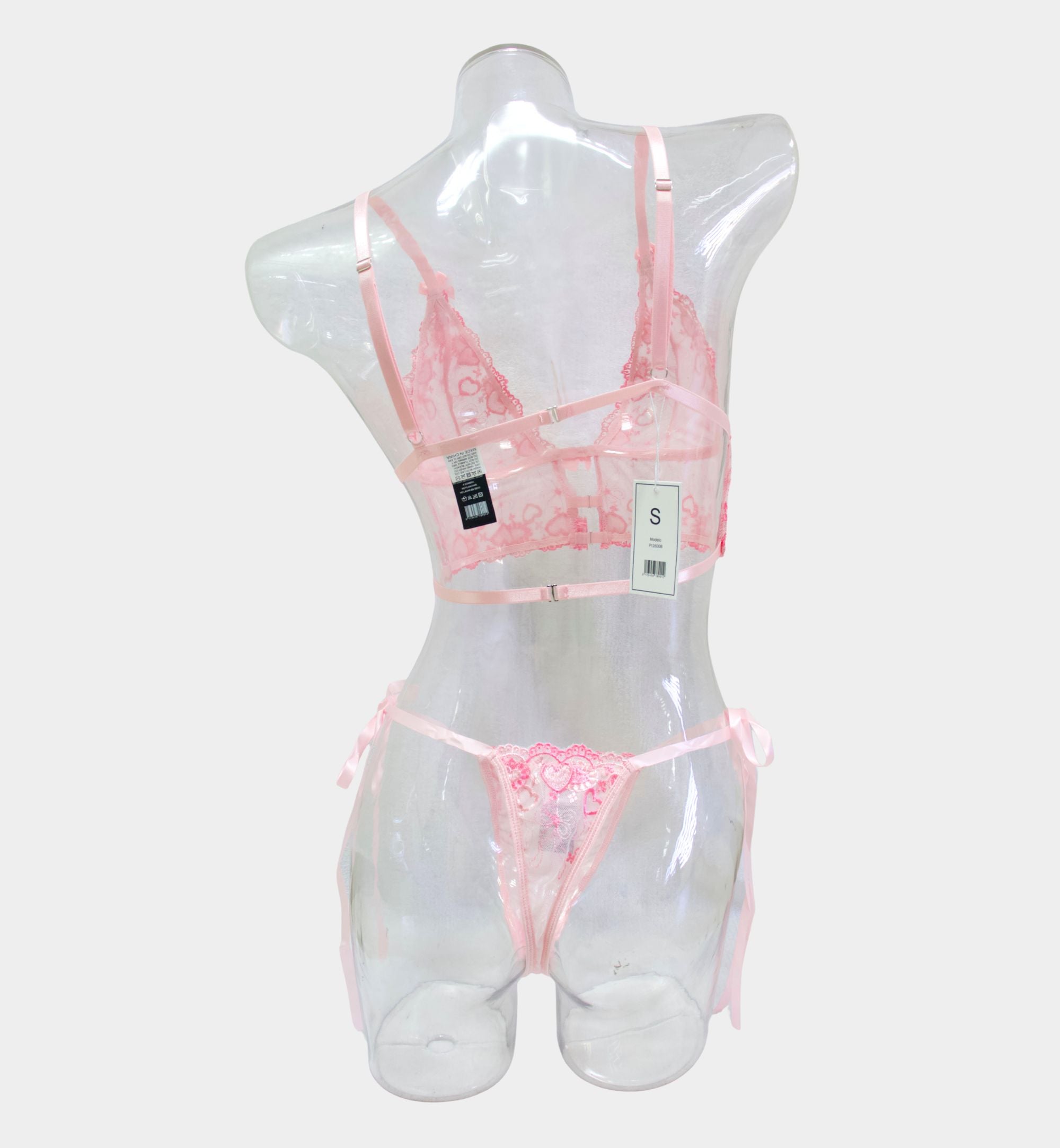 COORDINADO ROSA CON BORDADO DE CORAZONES 1252