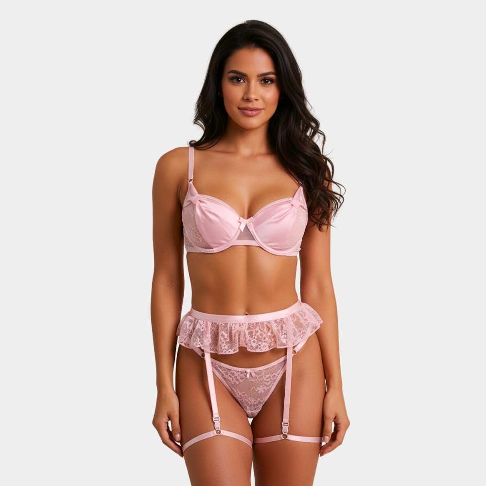 COORDINADO ROSA DE ENCAJE 4526
