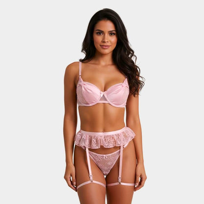 COORDINADO ROSA DE ENCAJE 4526