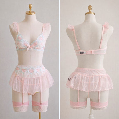 SET ENCAJE Y TUL ROSA 4407