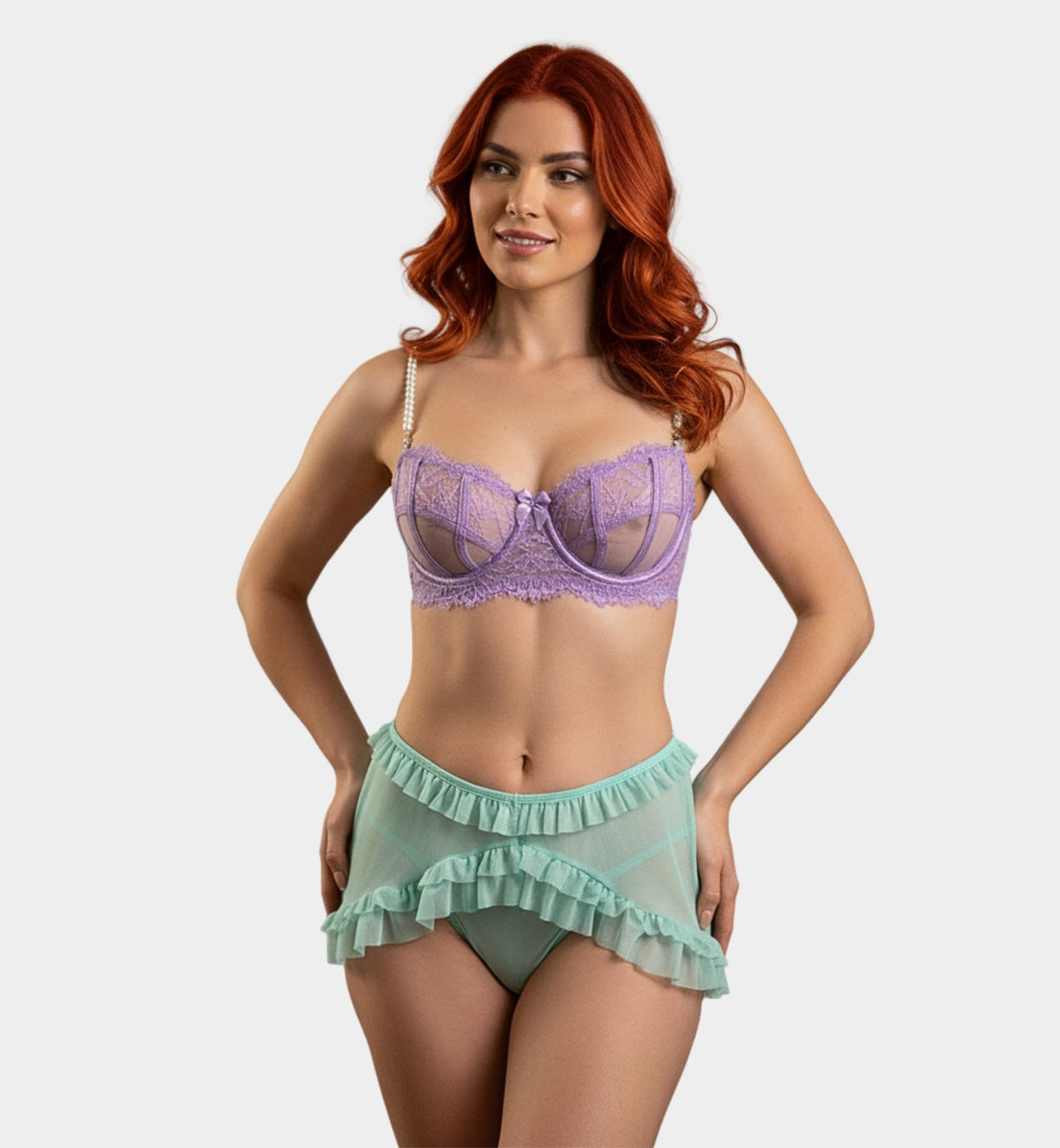 COORDINADO MESH Y ENCAJE &quot;SIRENA&quot; 4495