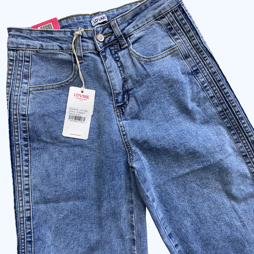 JEANS WIDE LEG BOTONES Y ABERTURA LATERAL LV5156