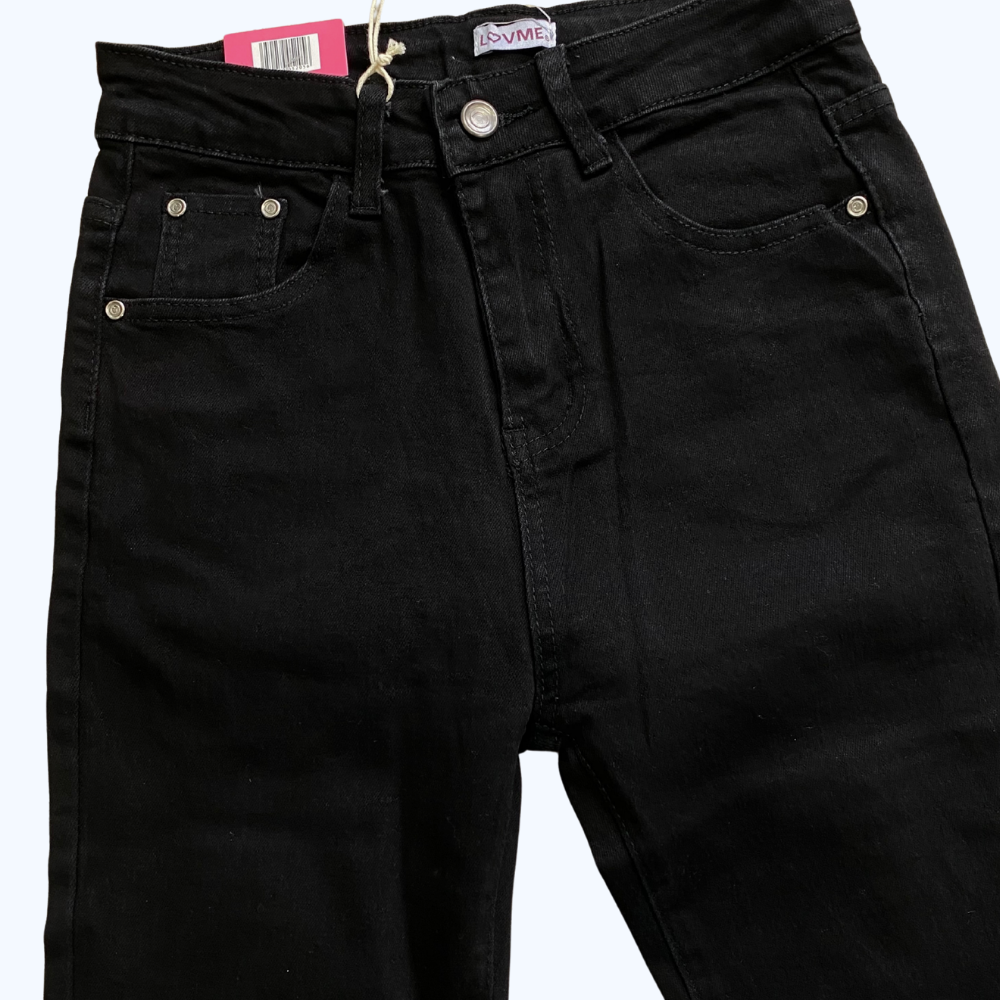 JEANS ACAMPANADO NEGRO C/PEDRERÍA LV5205