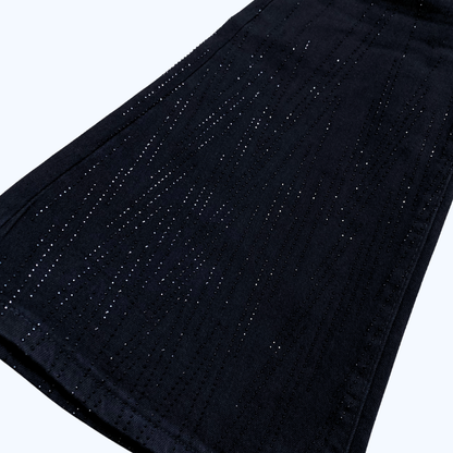 JEANS ACAMPANADO NEGRO C/PEDRERÍA LV5205