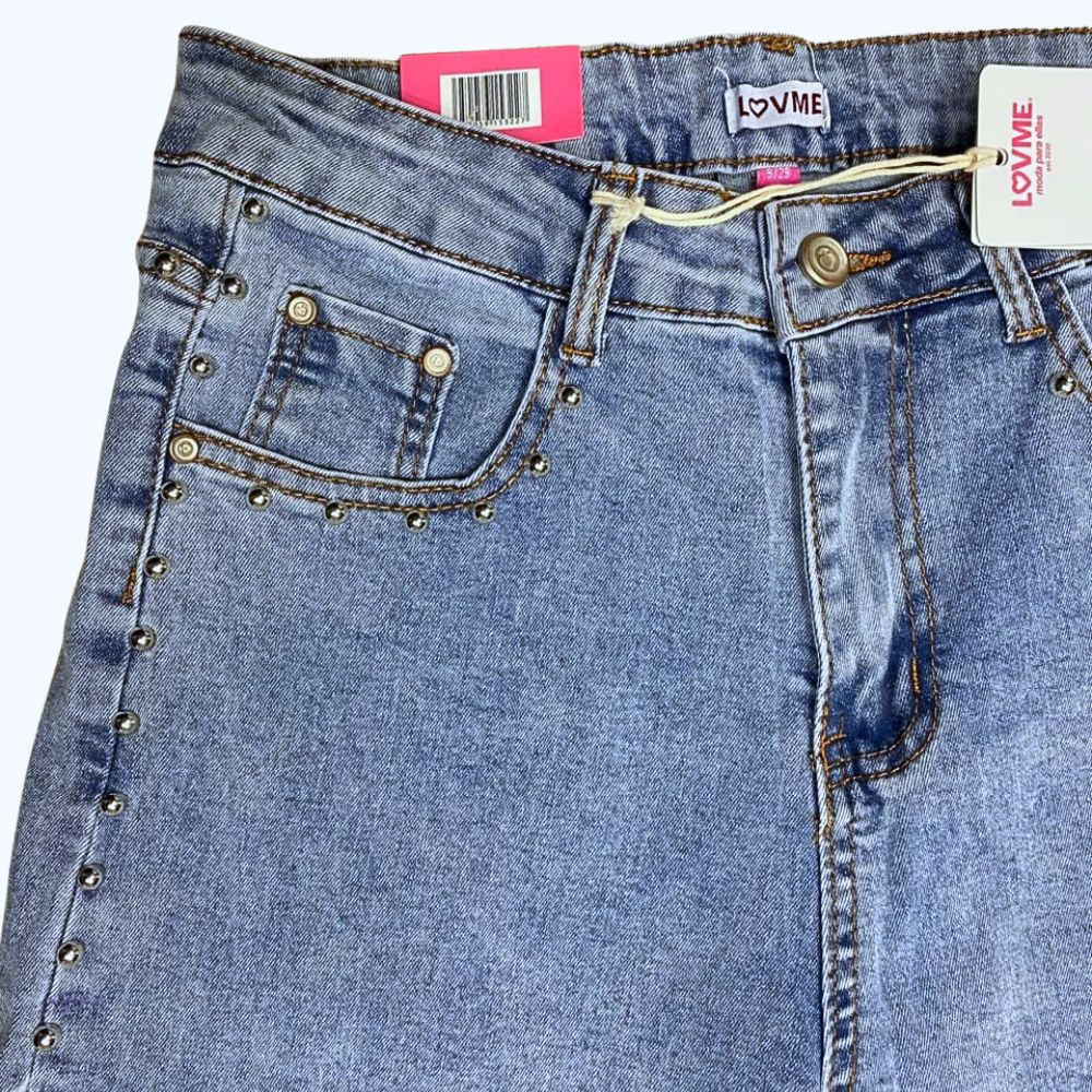 JEANS RECTO CON ESTOPEROLES PLATEADO LV5322