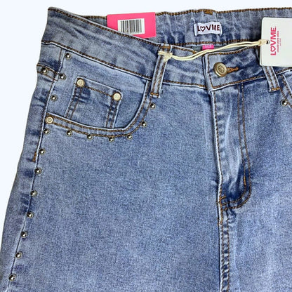 JEANS RECTO CON ESTOPEROLES PLATEADO LV5322