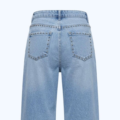 JEANS RECTO CON ESTOPEROLES PLATEADO LV5322