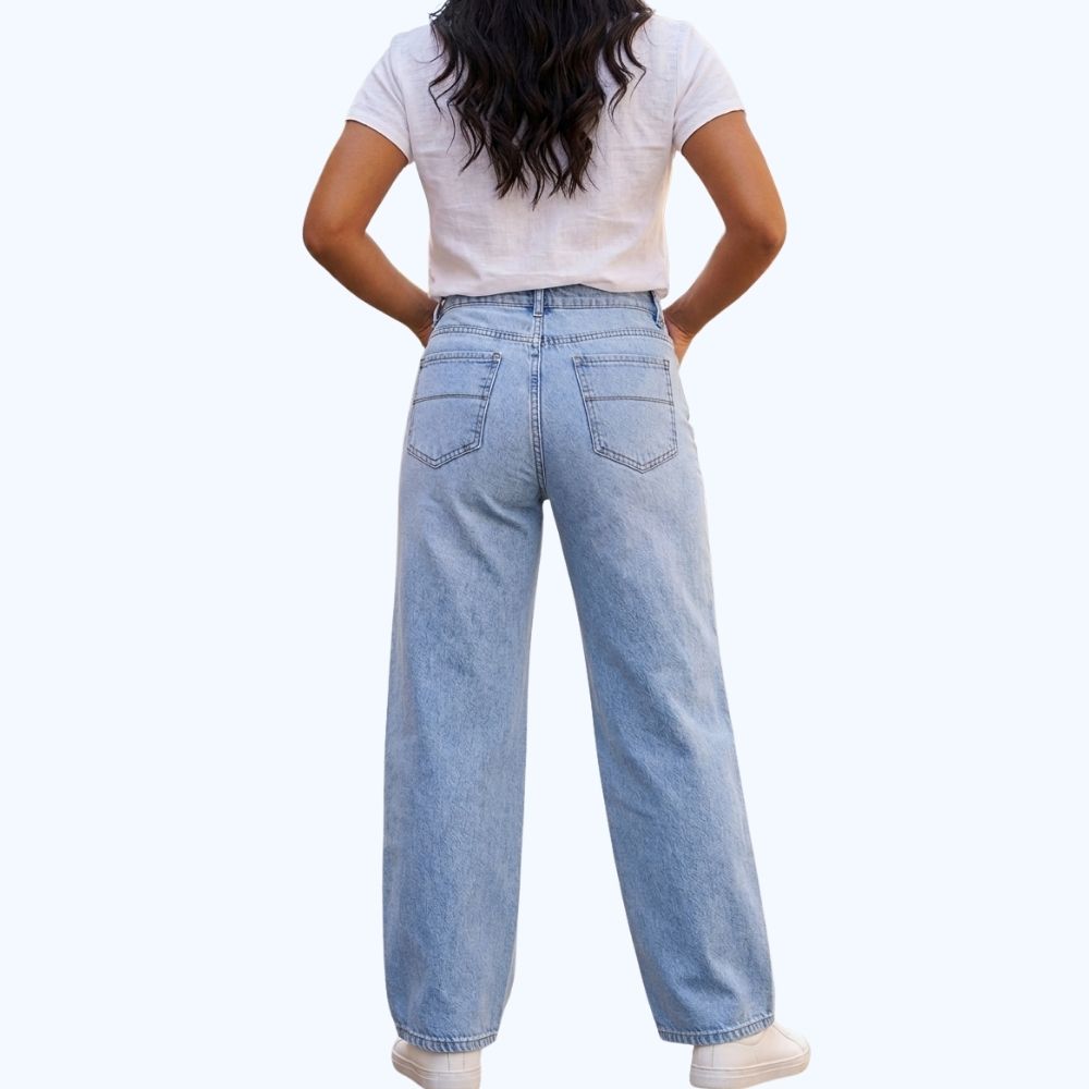 JEANS WIDE LEG CON PEDRERIA LV5163