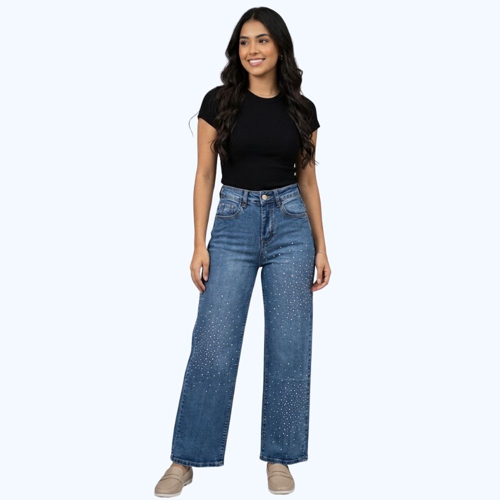 JEANS CON PEDRERIA "ESTRELLADA" LV5166