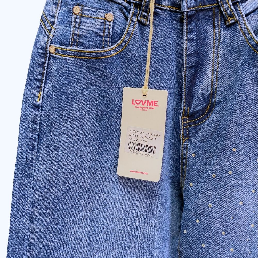 JEANS CON PEDRERIA "ESTRELLADA" LV5166