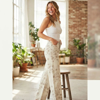 JEANS WIDE LEG CON BORDADOS LV5333