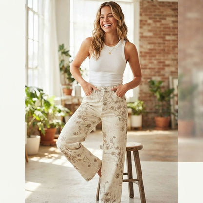 JEANS WIDE LEG CON BORDADOS LV5333