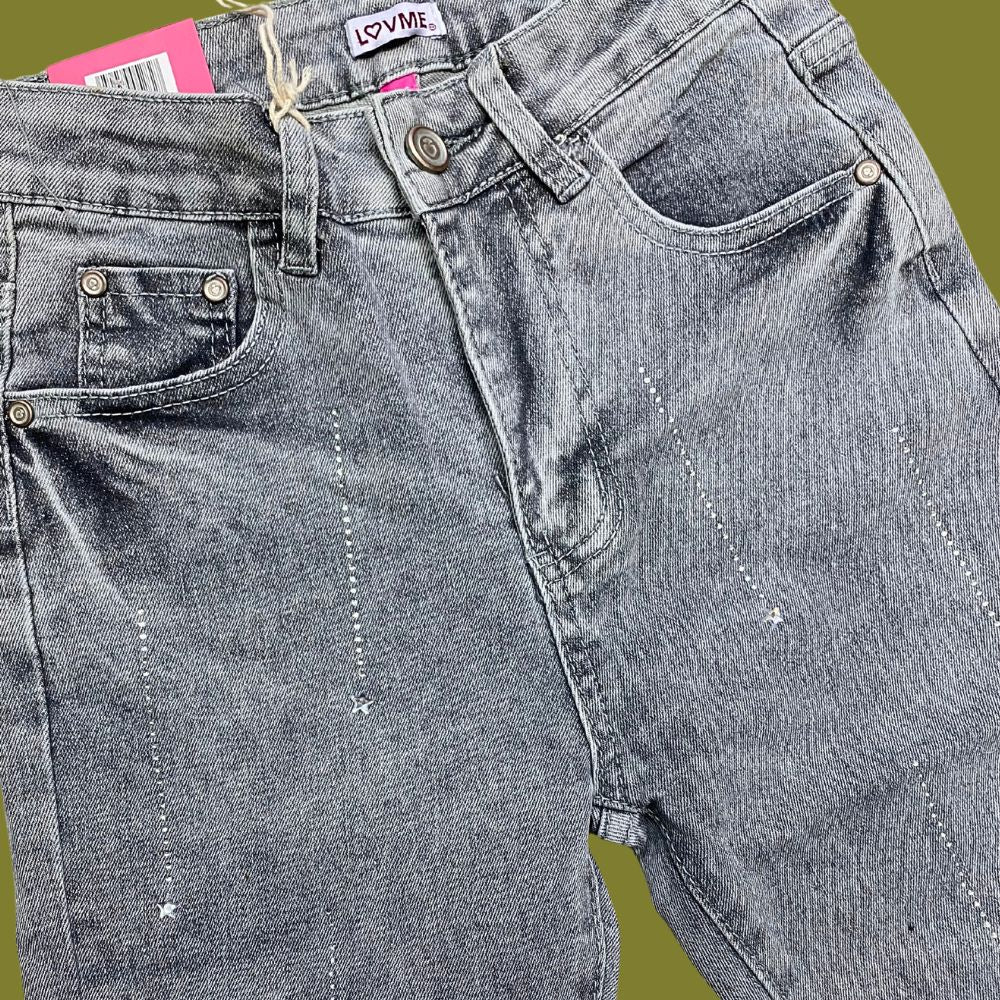 JEANS SKINNY GRIS CLARO C/PEDRERÍA LV5282