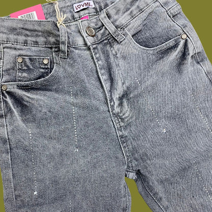 JEANS SKINNY GRIS CLARO C/PEDRERÍA LV5282